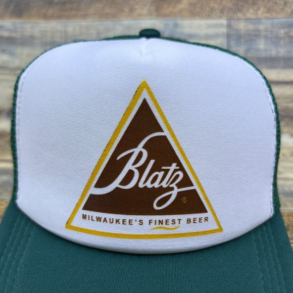 Blatz Beer Mens Trucker Hat Green Snapback Milwaukee Wisconsin Defunct Pabst Cap - Picture 3 of 8